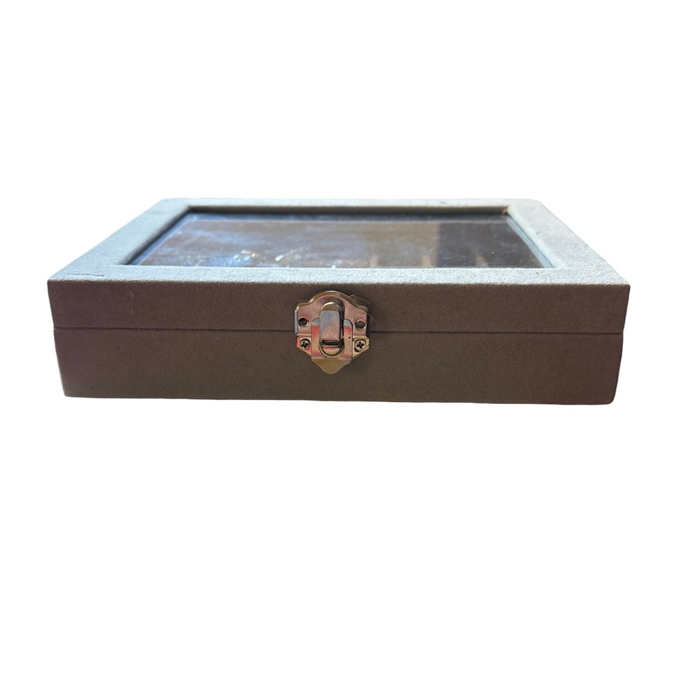 Gray jewelry box for rings, earrings, necklaces